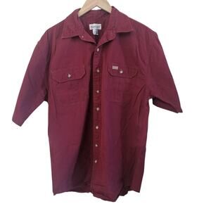Carhartt 100% Cotton‎ Button Up Shirt Size L Tall Utility Outdoorsy Rugged Work